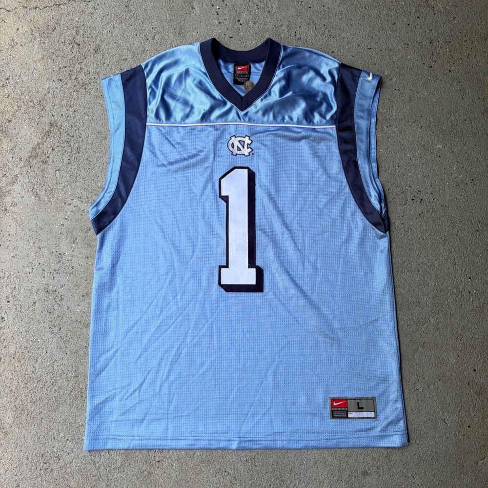 Nike Team UNC Tar Heels Basketball Jersey Blue Sleeveless Mens Large #1 HEELS